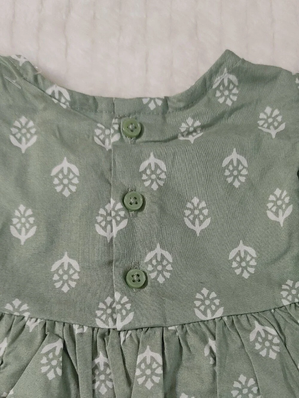 3 PC Set Carter's Green Floral Top, Bloomer & White Bodysuit Set